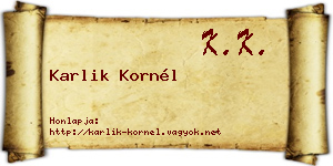 Karlik Kornél névjegykártya